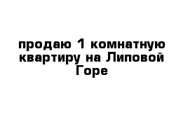 продаю 1-комнатную квартиру на Липовой Горе